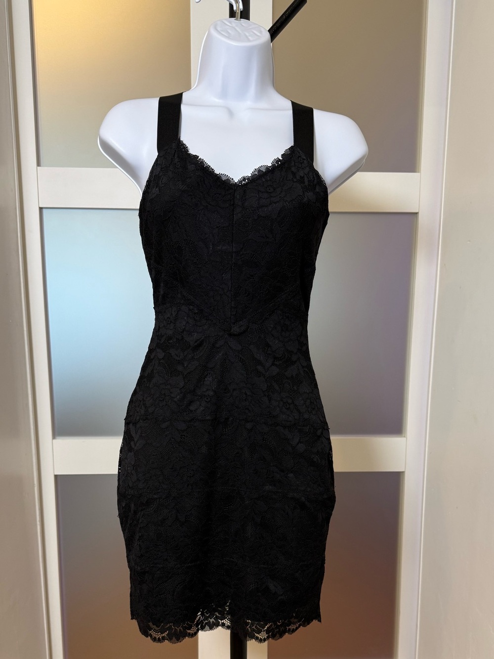 Guess Jessica Black Lace Mini Dress, size XS.